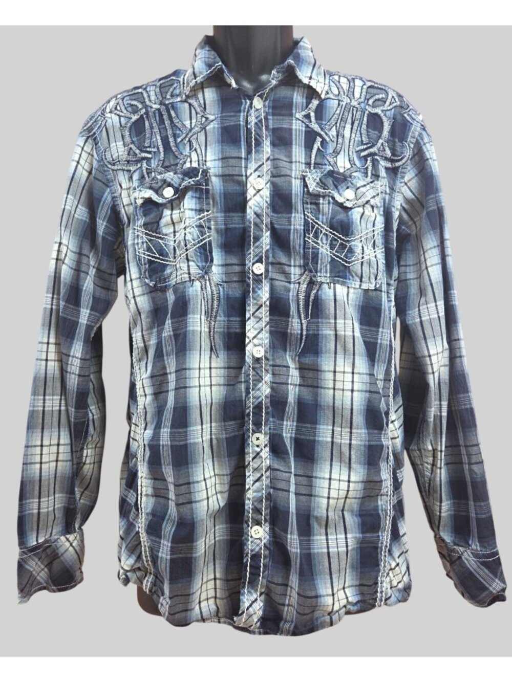 Roar Signature Edition Mens Plaid Button-Down Shirt Large